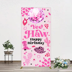 Aperturee - Aperturee Hot Pink Cowgirl Yee Haw Happy Birthday Rectangle Backdrop