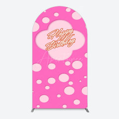 Aperturee - Aperturee Hot Pink Dots Girls Happy Birthday Arch Backdrop