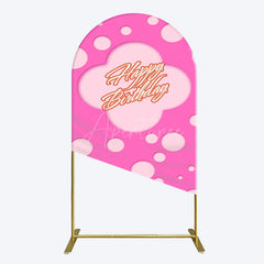 Aperturee - Aperturee Hot Pink Dots Girls Happy Birthday Arch Backdrop