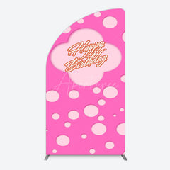 Aperturee - Aperturee Hot Pink Dots Girls Happy Birthday Half Moon Arch Backdrop