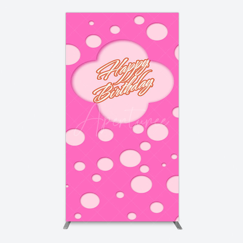 Aperturee - Aperturee Hot Pink Dots Girls Happy Birthday Rectangle Backdrop