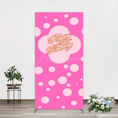 Aperturee - Aperturee Hot Pink Dots Girls Happy Birthday Rectangle Backdrop