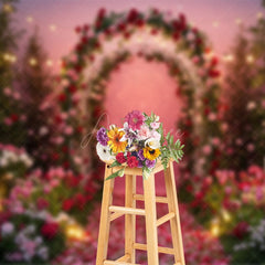 Aperturee - Aperturee Hot Pink Floral Path Arches Sweet Wedding Backdrop