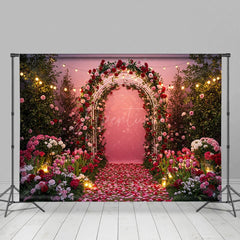 Aperturee - Aperturee Hot Pink Floral Path Arches Sweet Wedding Backdrop