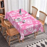 Aperturee - Aperturee Hot Pink Glowing Heart Butterfly Rectangle Tablecloth Vibrant Neon Love Pattern Valentine Party Decor