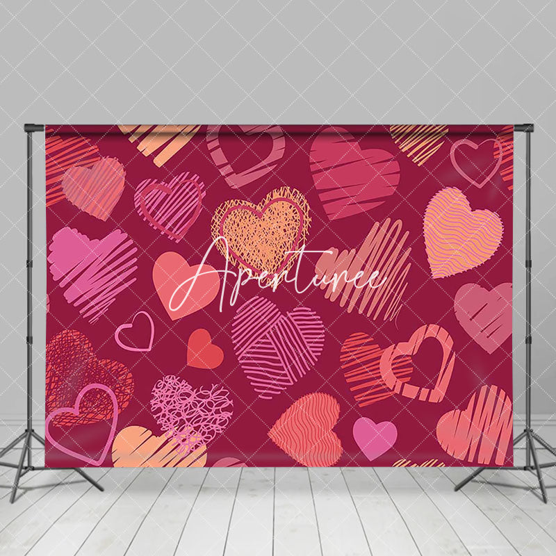 Aperturee - Aperturee Hot Pink Hearts Romantic Valentines Day Backdrop