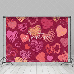 Aperturee - Aperturee Hot Pink Hearts Romantic Valentines Day Backdrop