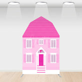 Aperturee - Aperturee Hot Pink Princess House Barn Door Arch Party Backdrop