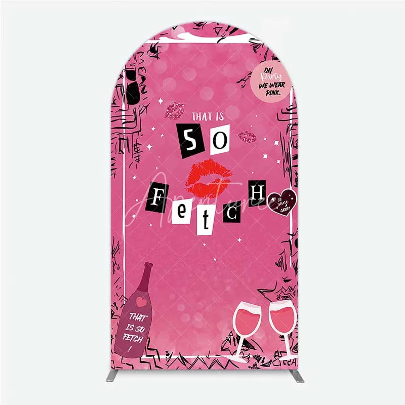 Aperturee - Aperturee Hot Pink That is So Fetch Arch Backdrop Mean Girls Theme Bridal Shower and Party Decoration