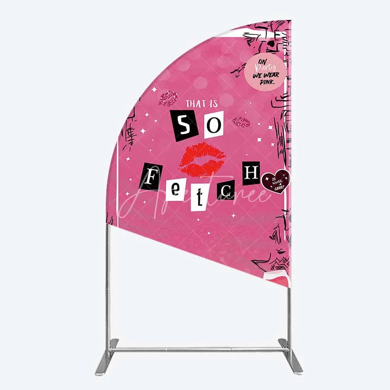Aperturee - Aperturee Hot Pink That is So Fetch Half Moon Arch Backdrop Mean Girls Theme Bridal Shower and Party Decoration