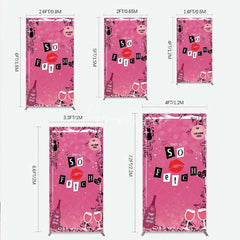 Aperturee - Aperturee Hot Pink That is So Fetch Rectangle Backdrop Mean Girls Theme Bridal Shower and Party Decoration