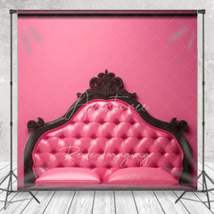 Aperturee - Aperturee Hot Pink Tufted Leather Headboard Backdrop Black Ornate Bed Frame Photography Background