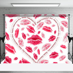 Aperturee - Aperturee Hot Red Lips Hearts Happy Valentines Day Backdrop