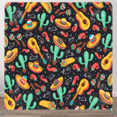 Aperturee - Aperturee Hot Sombrero Cactus Guitar Black Mexican Fiesta Backdrop