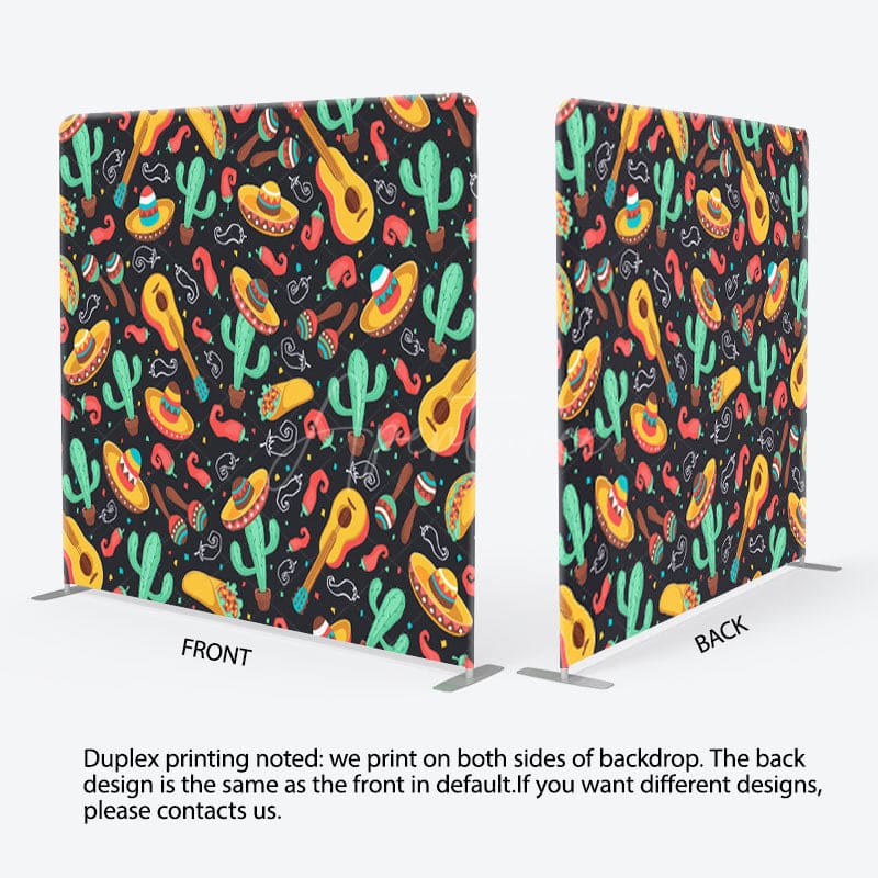 Aperturee - Aperturee Hot Sombrero Cactus Guitar Black Mexican Fiesta Backdrop