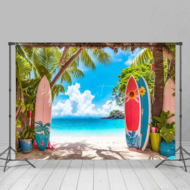 Aperturee - Aperturee Hot Summer Hawaii Beach Surfboard Holiday Backdrop
