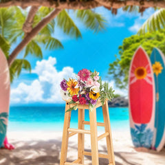 Aperturee - Aperturee Hot Summer Hawaii Beach Surfboard Holiday Backdrop