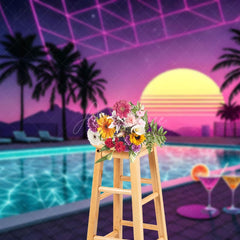 Aperturee - Aperturee Hot Summer Hawaii Outside Pool Party Night Backdrop