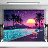 Aperturee - Aperturee Hot Summer Hawaii Outside Pool Party Night Backdrop