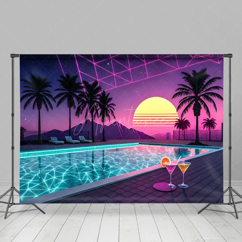 Aperturee - Aperturee Hot Summer Hawaii Outside Pool Party Night Backdrop