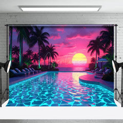 Aperturee - Aperturee Hot Summer Hawaii Sunset Pool Party Night Backdrop
