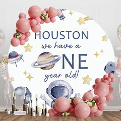 Aperturee - Aperturee Houston We Have A One Year Old Round Birthday Backdrop