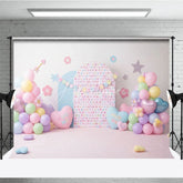 Aperturee - Aperturee Hug Me Candy Hearts and Pastel Balloon Backdrop Sweet Valentine Birthday Party Decor for Girls Cake Smash