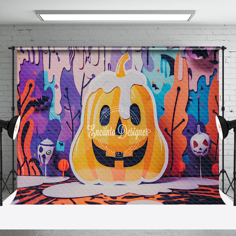Aperturee - Aperturee Huge Ghost Pumpkin Bats Halloween Photo Backdrop