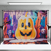 Aperturee - Aperturee Huge Ghost Pumpkin Bats Halloween Photo Backdrop