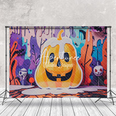 Aperturee - Aperturee Huge Ghost Pumpkin Bats Halloween Photo Backdrop