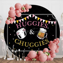 Aperturee - Aperturee Huggie And Chuggies Cute Round Baby Shower Backdrop