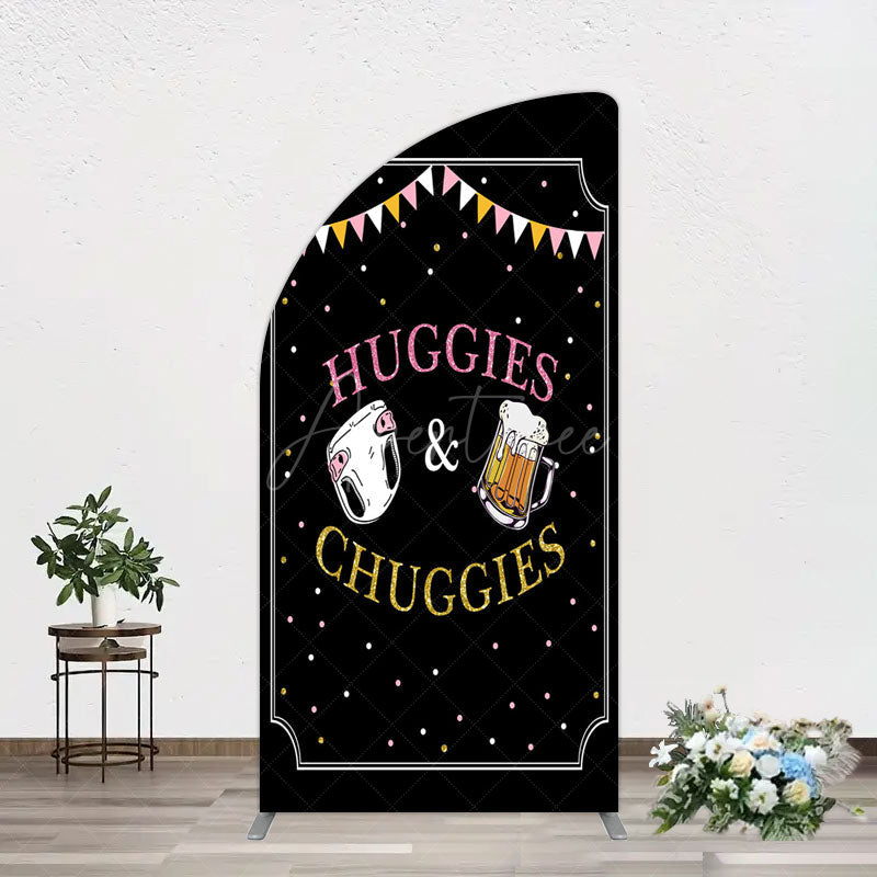 Aperturee - Aperturee Huggies And Chuggies Cute Baby Shower Half Moon Arch Backdrop