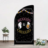 Aperturee - Aperturee Huggies And Chuggies Cute Baby Shower Half Moon Arch Backdrop
