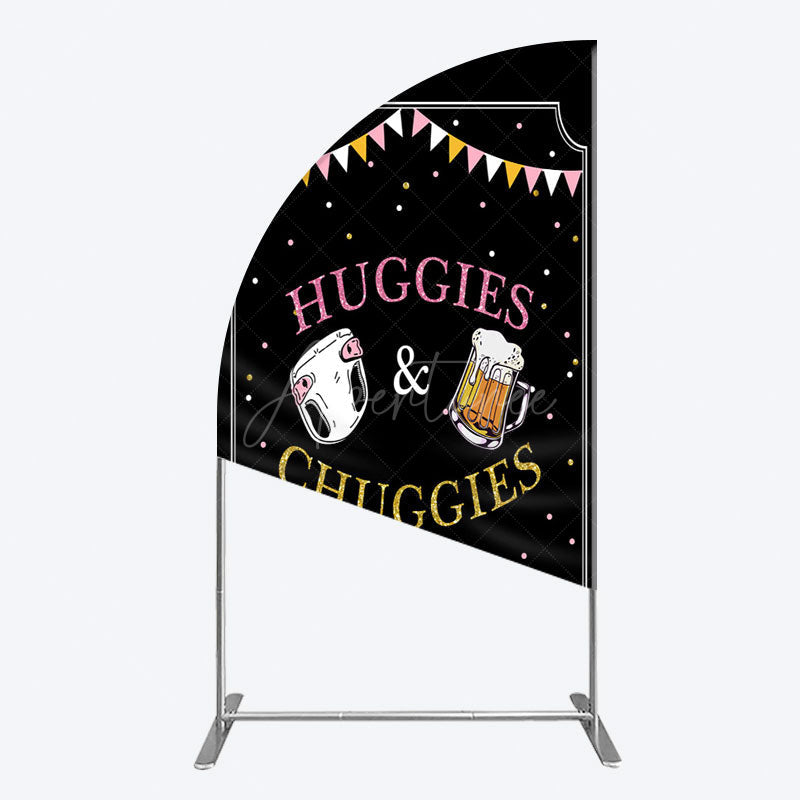 Aperturee - Aperturee Huggies And Chuggies Cute Baby Shower Half Moon Arch Backdrop
