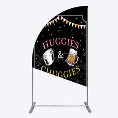 Aperturee - Aperturee Huggies And Chuggies Cute Baby Shower Half Moon Arch Backdrop