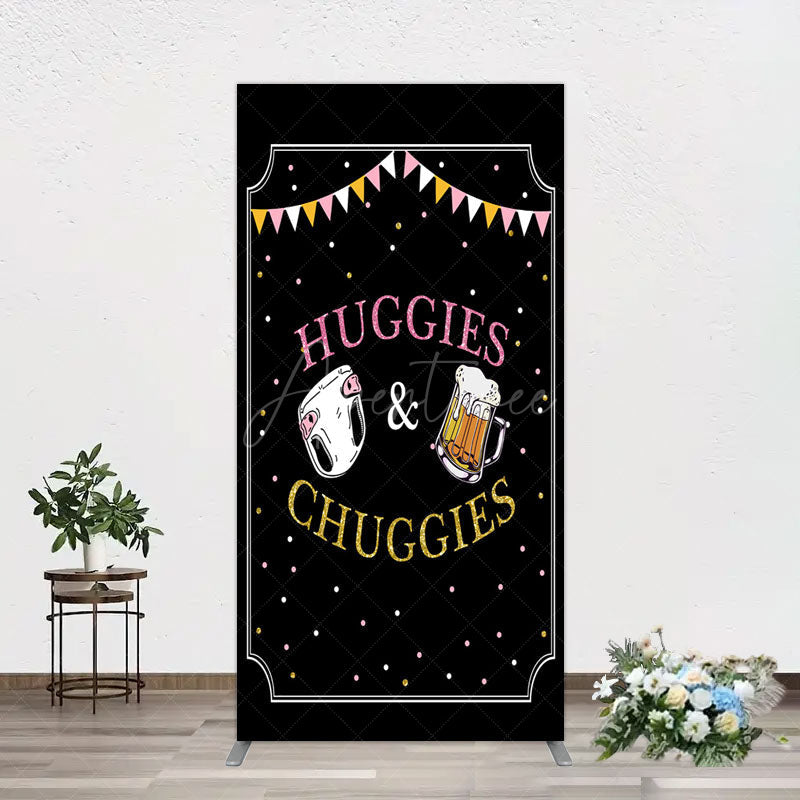 Aperturee - Aperturee Huggies And Chuggies Cute Baby Shower Rectangle Backdrop