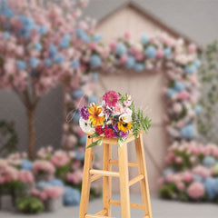 Aperturee - Aperturee Hydrangea Floral Farm Door Sweet Wedding Backdrop