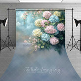 Aperturee - Aperturee Hydrangea Floral Fine Art Sweep Backdrop Soft Pastel Flowers Photography Floor Mat Spring Garden Decoration