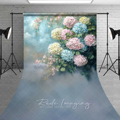 Aperturee - Aperturee Hydrangea Floral Fine Art Sweep Backdrop Soft Pastel Flowers Photography Floor Mat Spring Garden Decoration