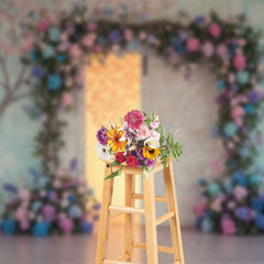 Aperturee - Aperturee Hydrangea Floral Wood Farm Door Wedding Backdrop