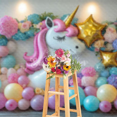 Aperturee - Aperturee Hydrangea Unicorn Balloon Focal Cake Smash Backdrop
