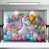 Aperturee - Aperturee Hydrangea Unicorn Balloon Focal Cake Smash Backdrop