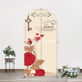 Aperturee - Aperturee I Love Paris Retro Floral Carte Postale Arch Backdrop