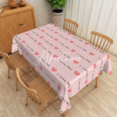 Aperturee - Aperturee I Love You Text Pink Love Rectangular Tablecloth