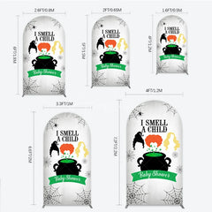 Aperturee - Aperturee I Smell a Child Halloween Baby Shower Arch Backdrop Hocus Pocus Inspired Witch Sisters A Baby is Brewing Decor