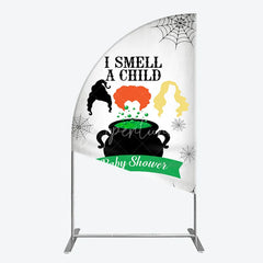 Aperturee - Aperturee I Smell a Child Halloween Baby Shower Half Moon Arch Backdrop Hocus Pocus Inspired Witch Sisters A Baby is Brewing