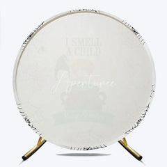 Aperturee - Aperturee I Smell a Child Halloween Baby Shower Round Backdrop Hocus Pocus Inspired Witch Sisters A Baby is Brewing Decor