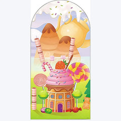 Aperturee - Aperturee Ice Cream Dessert Birthday Backdrop Sweet Candy Themed Arch Decor Fun Party Photo Booth for Girls