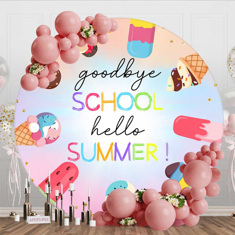 Aperturee Aperturee Ice Cream Goodbye School Hello Summer Round Backdrop