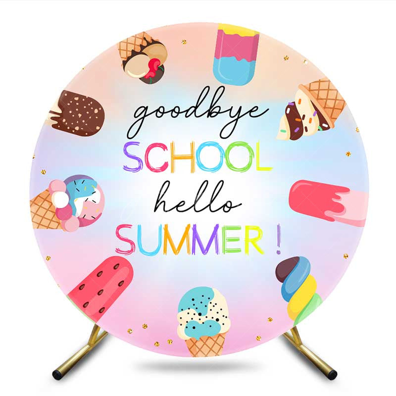 Aperturee Aperturee Ice Cream Goodbye School Hello Summer Round Backdrop